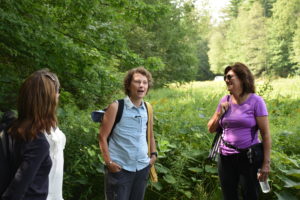Nadine Mazzola leads a forest bathing excursion at New England Botanic Garden at Tower Hill.