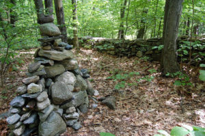 Rocks piled up on one of the trails