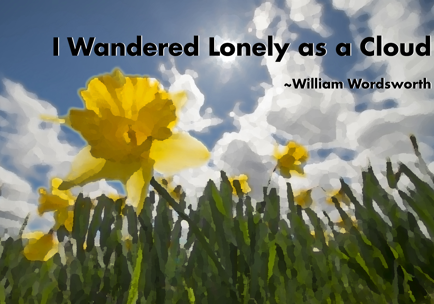 I wandered Lonely as a Cloud poetry book cover with daffodils