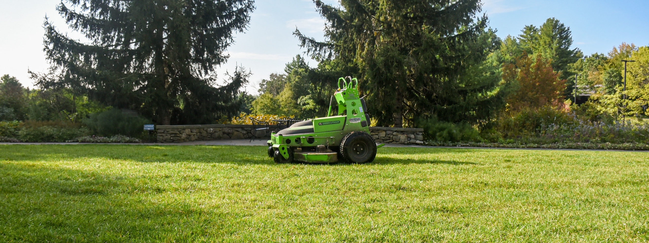 A photo of the Garden's electric mower resting in the Secret Garden.