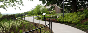 The ramp to the Visitor Center is surrounded by plants of the Entry Garden.