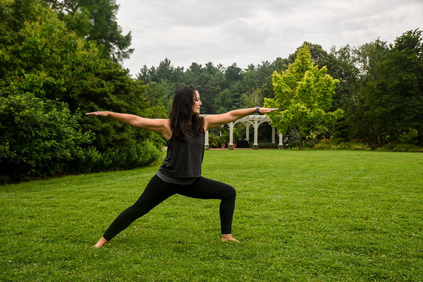 Adult education has yoga in the lawn garden