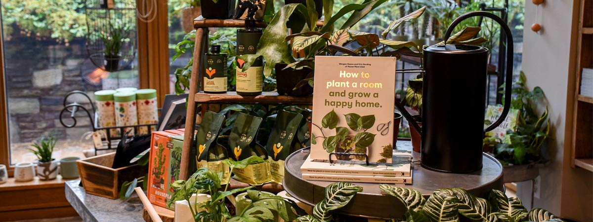 A plant display set up in the Garden Shop.