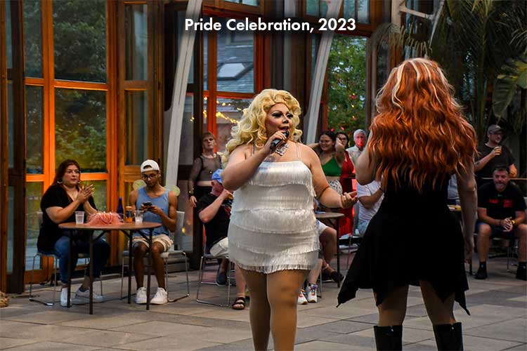 A drag show held in the Orangerie during the Pride Celebration event in September.