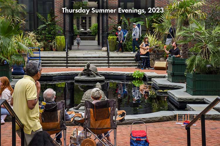 Visitors sitting in the Winter Garden during Thursday Summer Evenings.