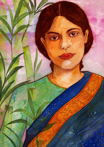 A painting of Janaki Ammal.