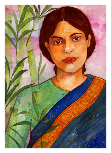 A painting of Janaki Ammal.
