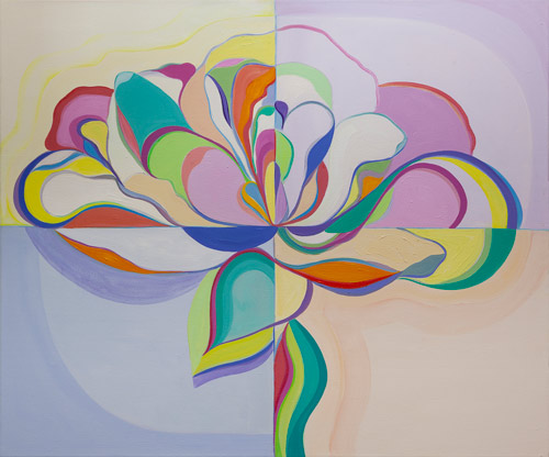An abstract flora painting from Marie Anthony's Green exhibit