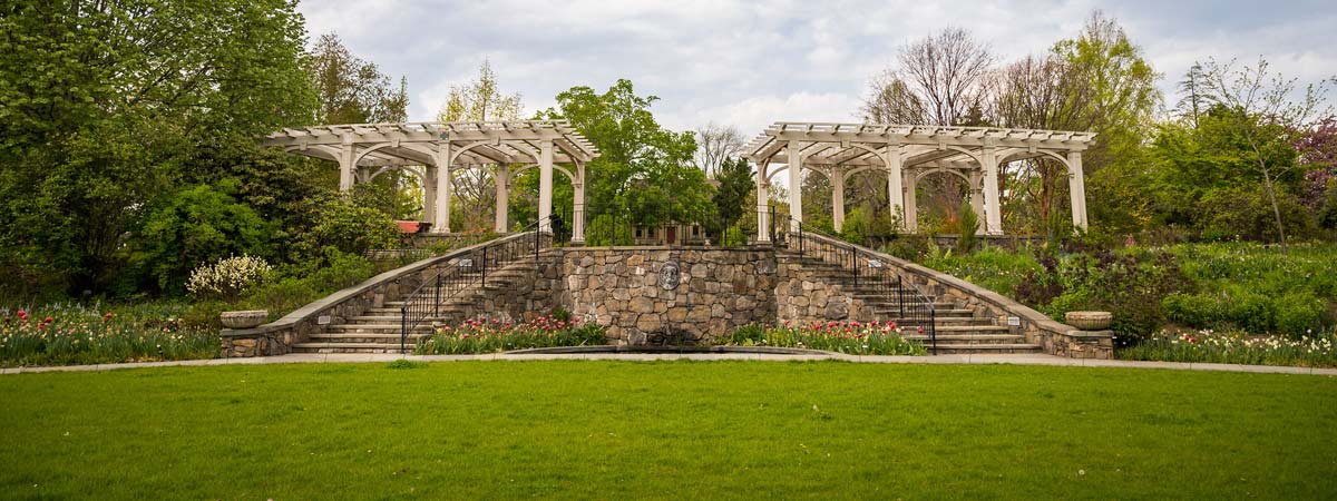 Stairs and pergolas in the secret garden.