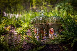 A fairy house displayed on the ground during enchanted Forest