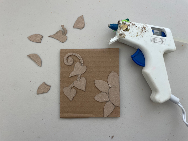 hot glueing cutout pieces