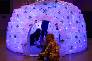 An igloo made of milk jugs