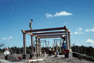 Building the Lawn Garden arbor, 1990