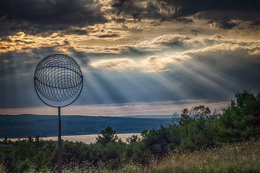 exhibit install overlooking wachusett reservoir