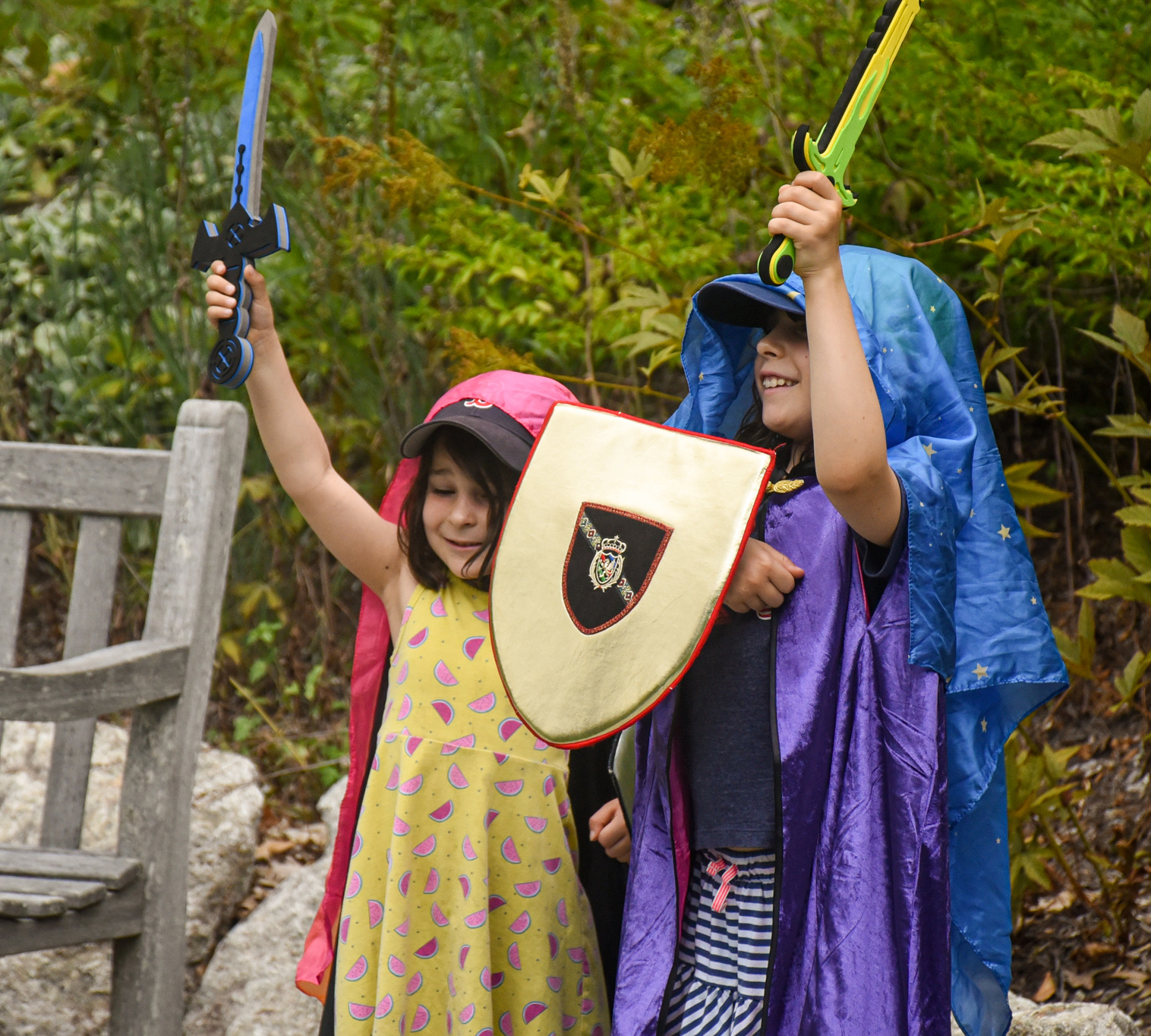 ImaginationStation-Spring Two children play dress up in The Ramble.