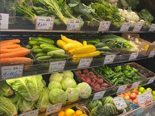 Vegetables displayed at Gardening the Community Farm store