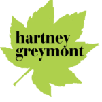 Hartney Greymont leaf logo in chartreuse color