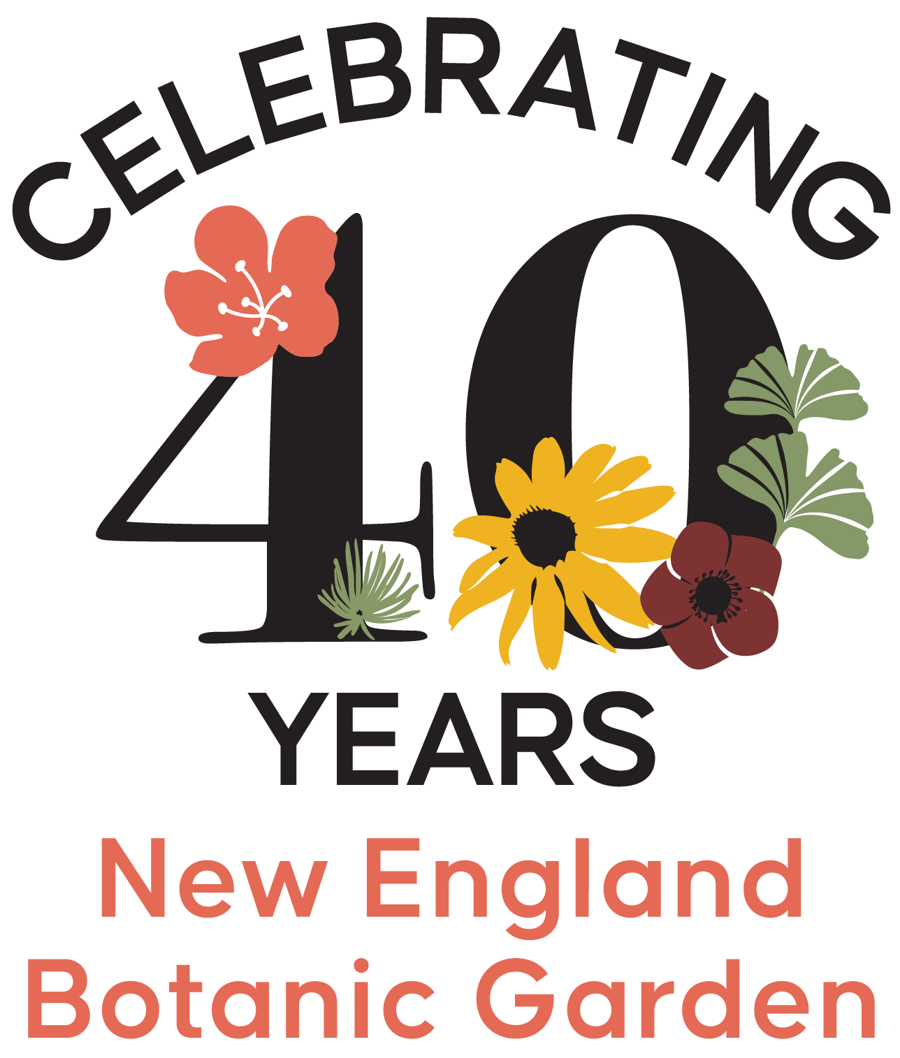 An Illustration of plants surrounding the 40 years logo