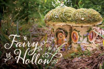 Miniature fairy house made of outdoor materials