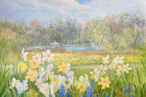 View Down the Daffodil Hill, Oil painting by Suzan Osborn