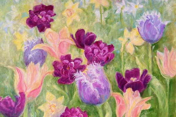 Lavender fringed tulips, Oil painting by Suzan Osborn