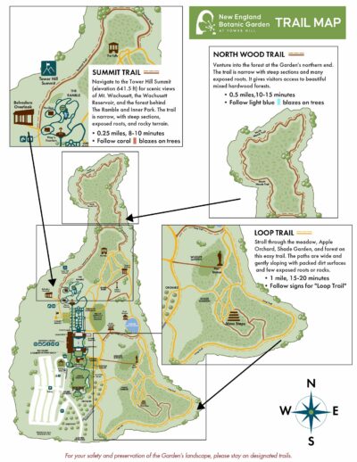 Garden map with close-ups of trails