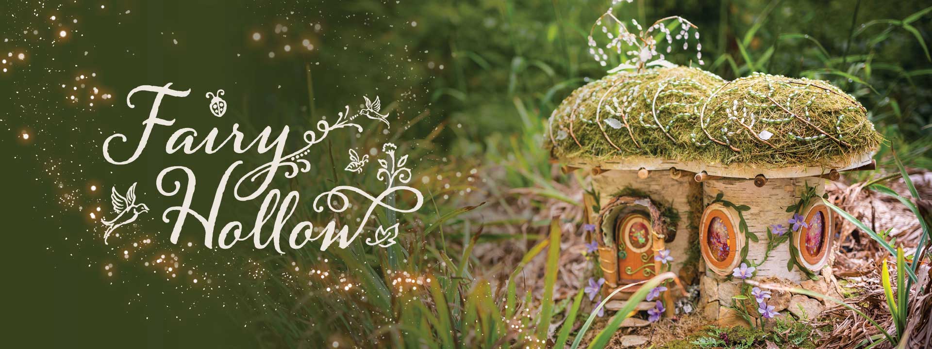 A miniature fairy house made of natural materials