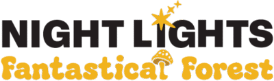 NiliBranding2026_black+gold Night Lights Fantastical Forest logo incorporating stars and a mushroom design